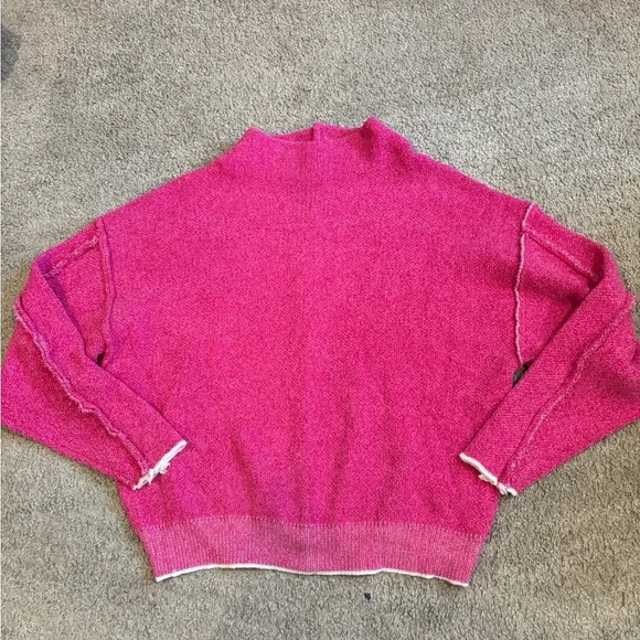 Zenana Outfitters Fuchsia Turtleneck Sweater - Picture 1 of 8